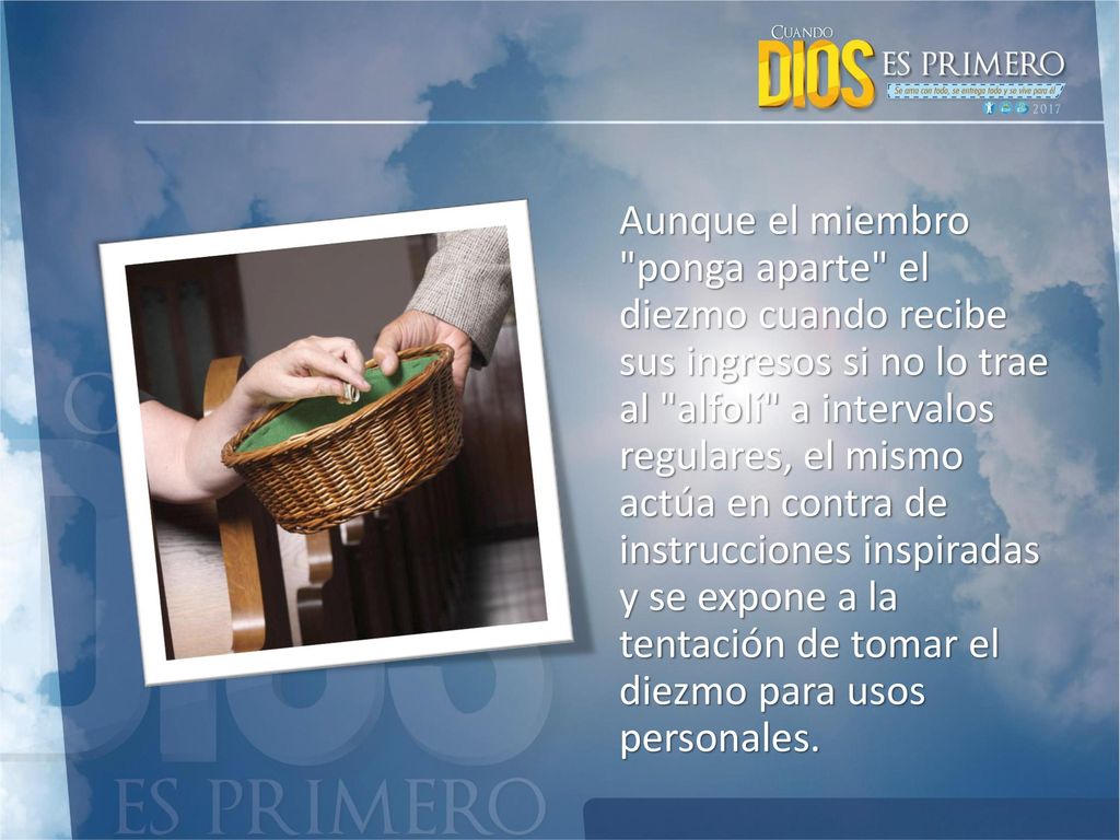 Aunque el miembro ponga aparte el diezmo cuando recibe sus ingresos si no lo trae al alfolí a intervalos regulares, el mismo actúa en contra de instrucciones inspiradas y se expone a la tentación de tomar el diezmo para usos personales.