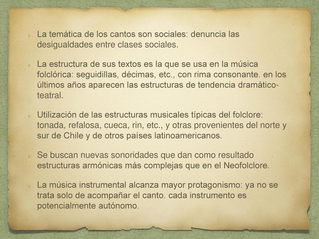 La temática de los cantos son sociales: denuncia las desigualdades entre clases sociales.