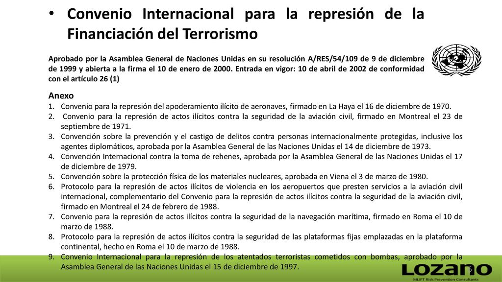 Convenio Internacional para la represión de la Financiación del Terrorismo
