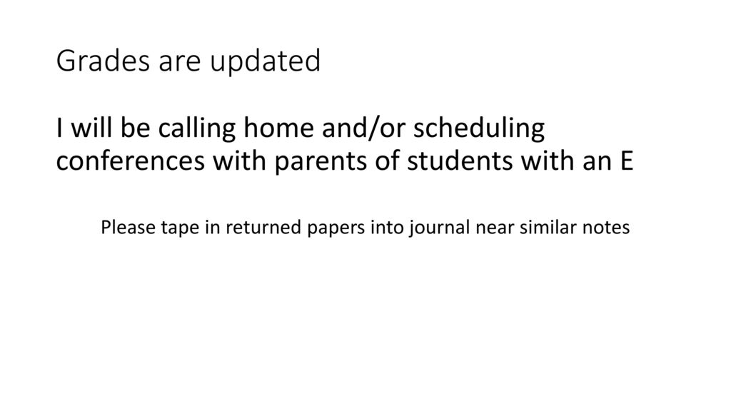 Please tape in returned papers into journal near similar notes