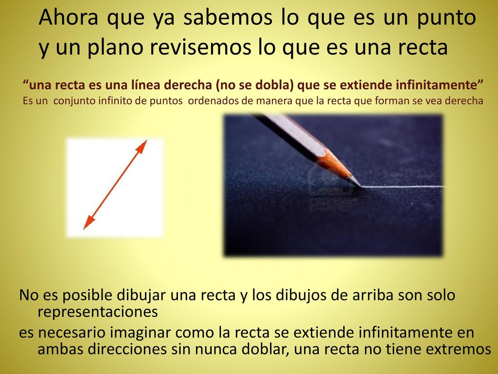 Ahora que ya sabemos lo que es un punto y un plano revisemos lo que es una recta