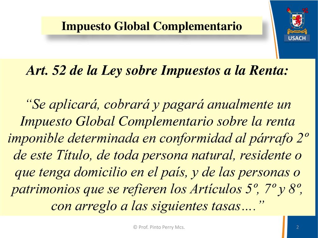 Art. 52 de la Ley sobre Impuestos a la Renta: