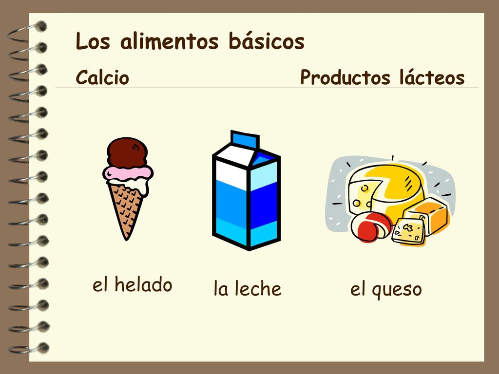 Los alimentos básicos Calcio Productos lácteos el helado la leche