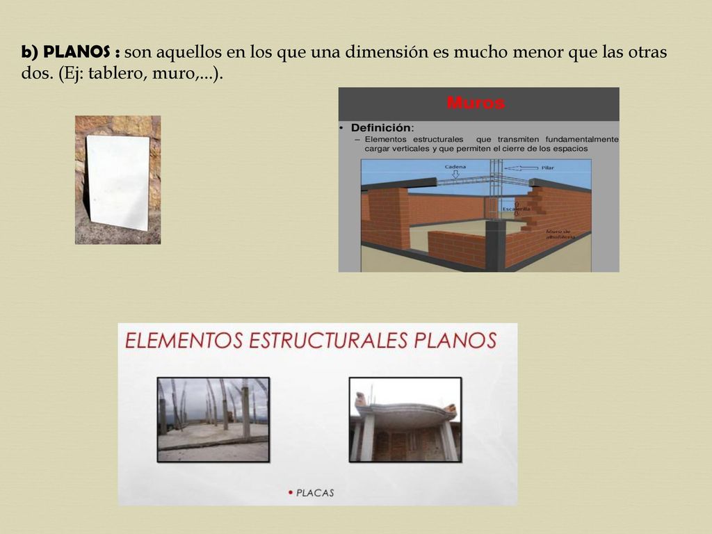 b) PLANOS : son aquellos en los que una dimensión es mucho menor que las otras dos.