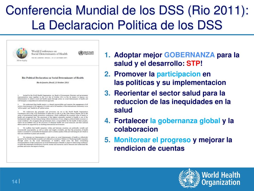 Conferencia Mundial de los DSS (Rio 2011): La Declaracion Politica de los DSS