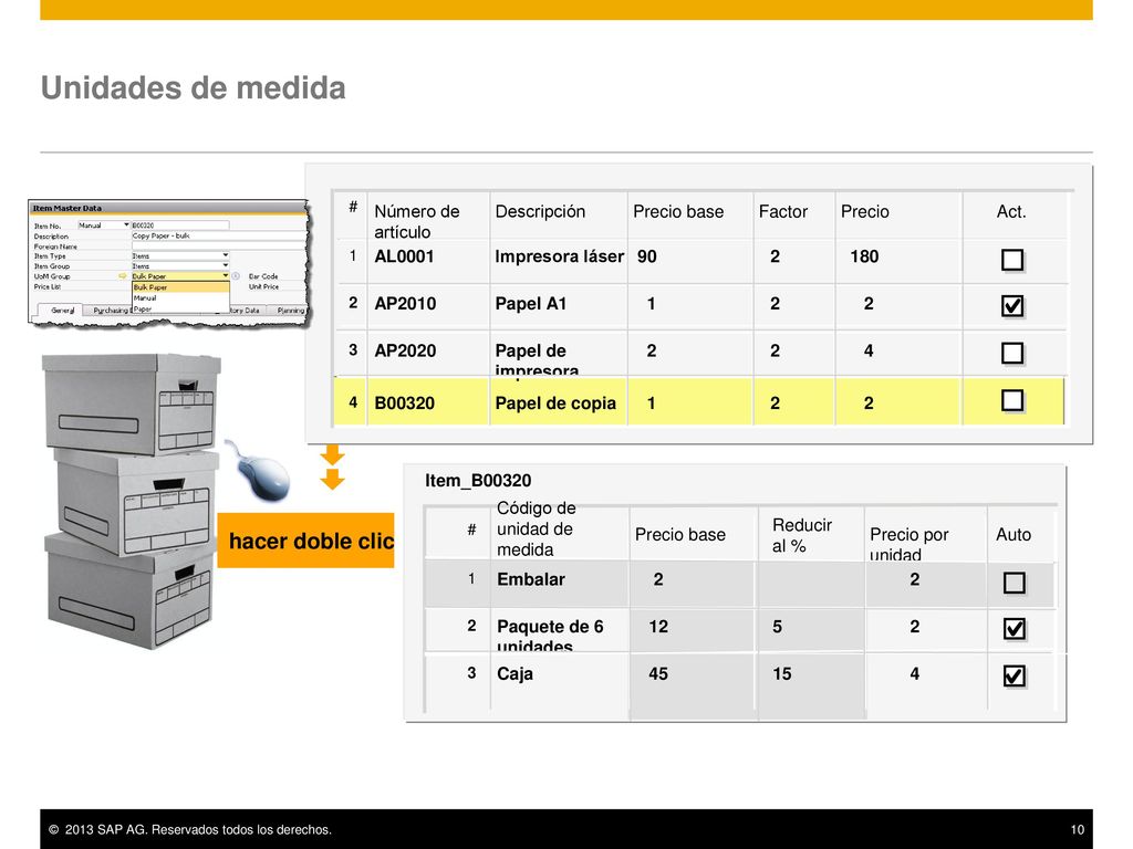 Unidades de medida hacer doble clic  2 1 Papel de copia B