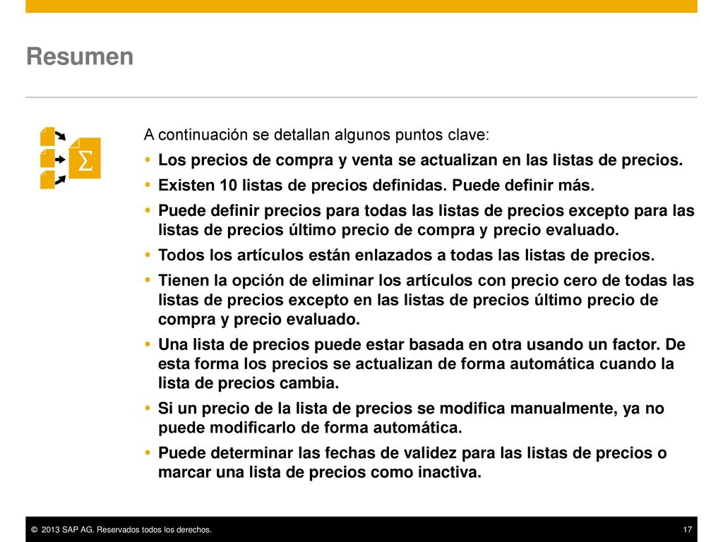 Resumen A continuación se detallan algunos puntos clave: