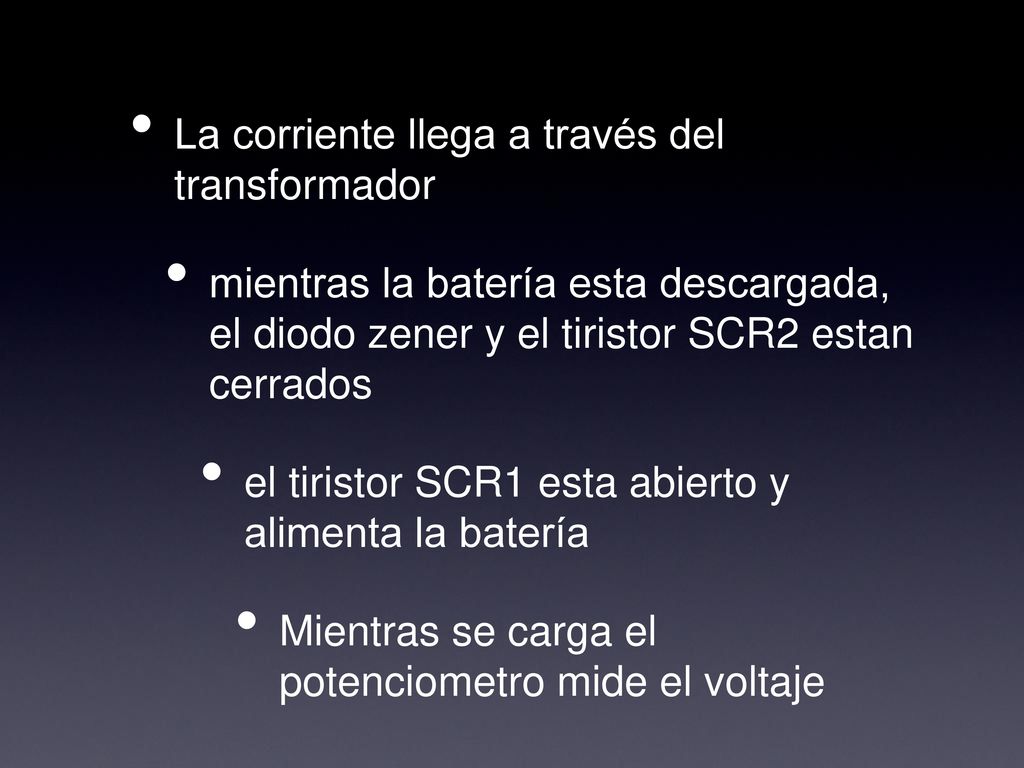 La corriente llega a través del transformador