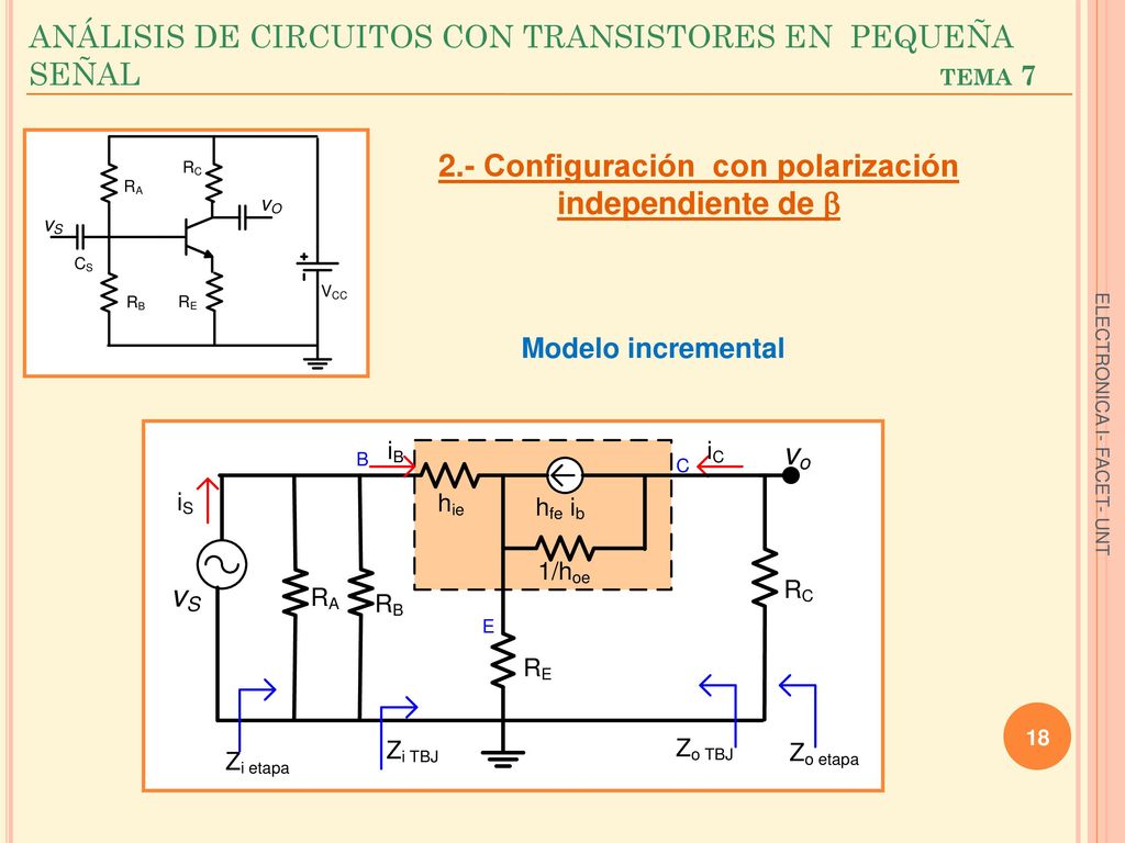 ANÁLISIS DE CIRCUITOS CON TRANSISTORES EN PEQUEÑA SEÑAL tema 7