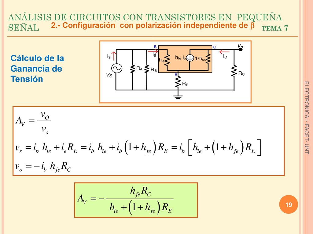 ANÁLISIS DE CIRCUITOS CON TRANSISTORES EN PEQUEÑA SEÑAL tema 7