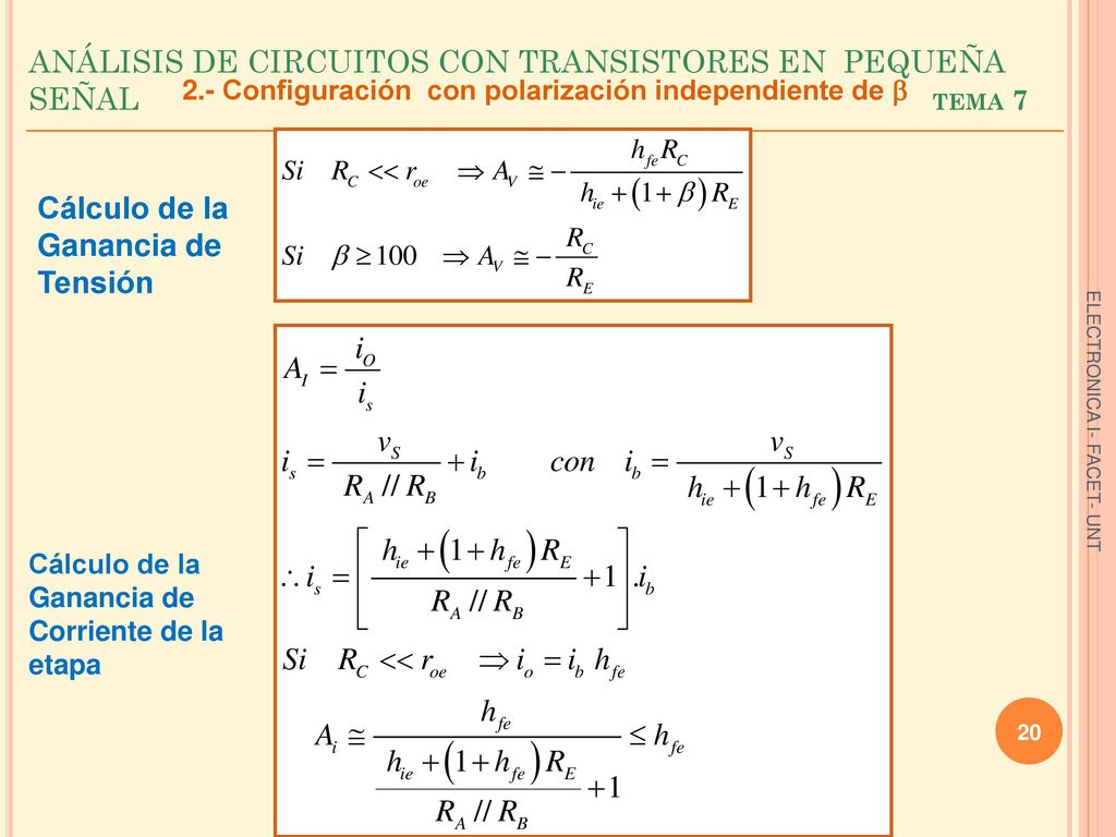 ANÁLISIS DE CIRCUITOS CON TRANSISTORES EN PEQUEÑA SEÑAL tema 7