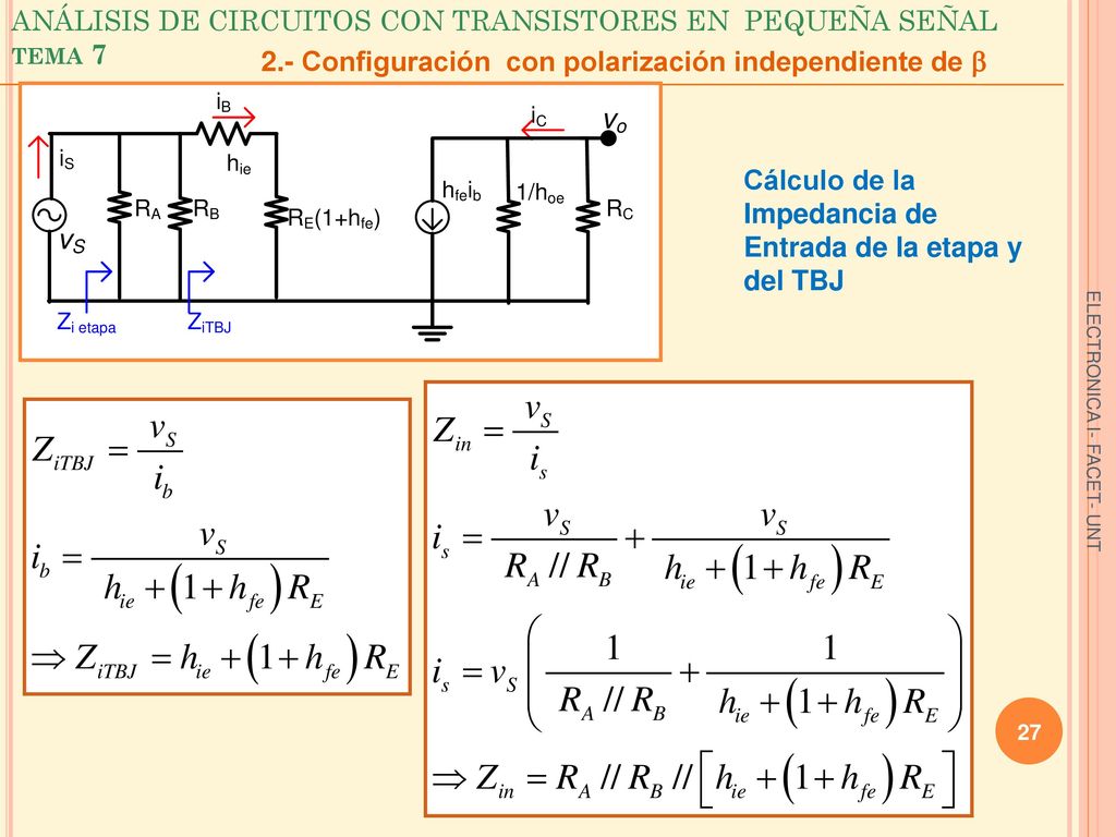 ANÁLISIS DE CIRCUITOS CON TRANSISTORES EN PEQUEÑA SEÑAL tema 7