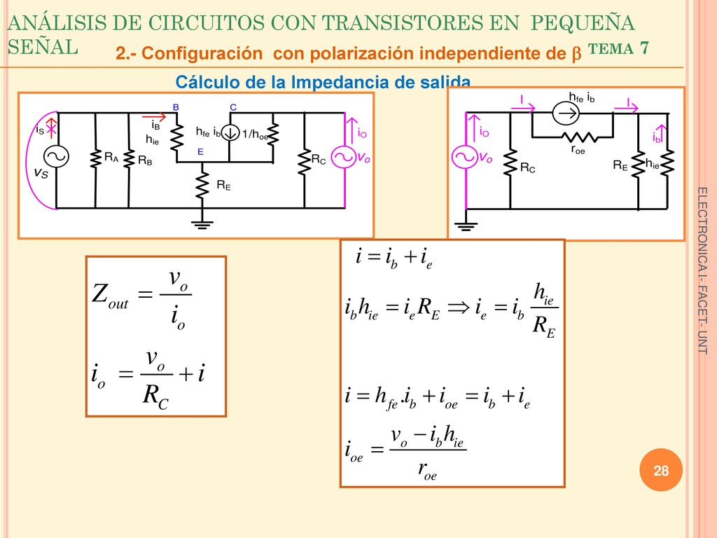ANÁLISIS DE CIRCUITOS CON TRANSISTORES EN PEQUEÑA SEÑAL tema 7