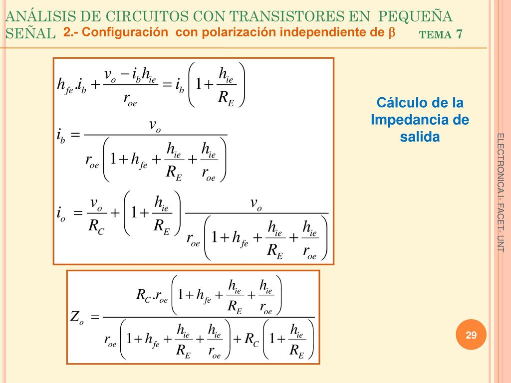 ANÁLISIS DE CIRCUITOS CON TRANSISTORES EN PEQUEÑA SEÑAL tema 7