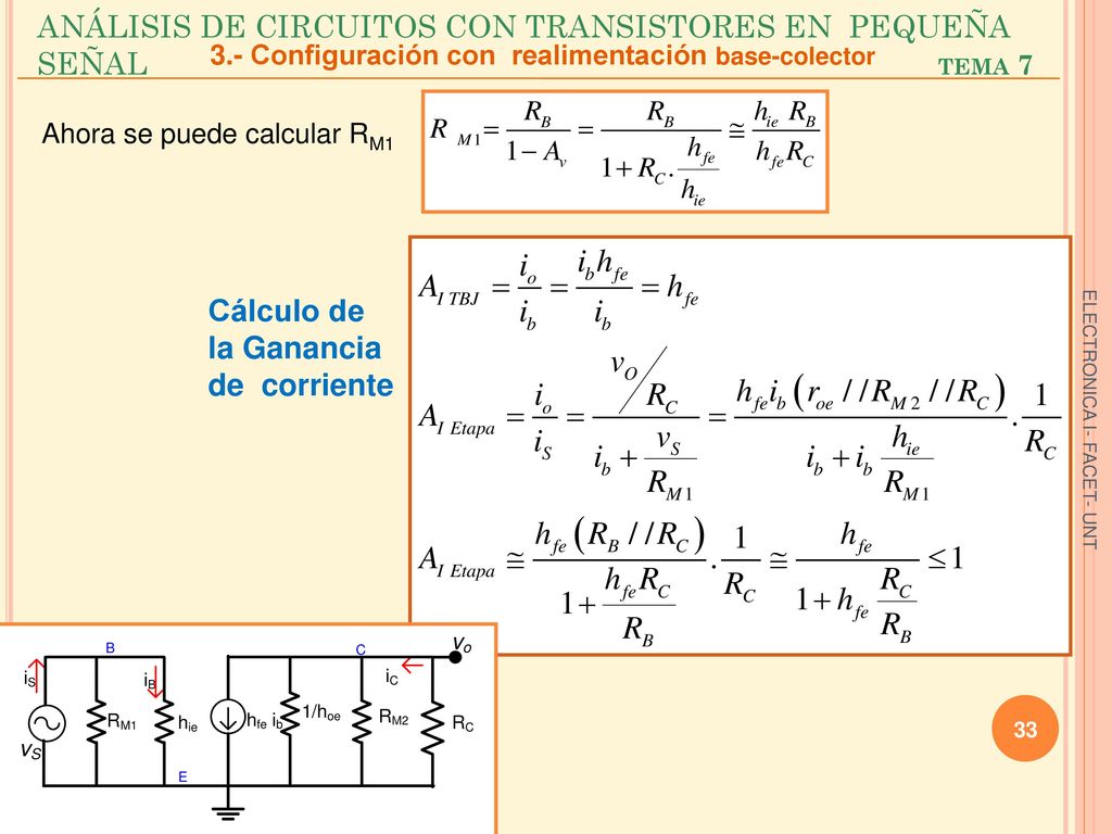 ANÁLISIS DE CIRCUITOS CON TRANSISTORES EN PEQUEÑA SEÑAL tema 7
