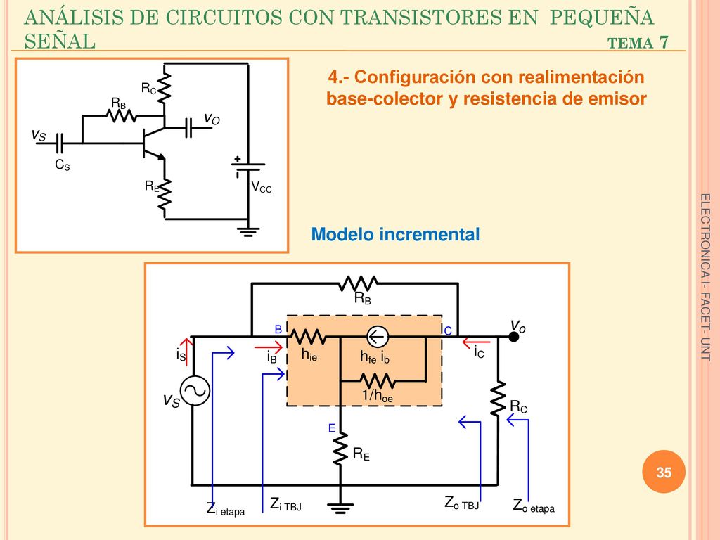 ANÁLISIS DE CIRCUITOS CON TRANSISTORES EN PEQUEÑA SEÑAL tema 7