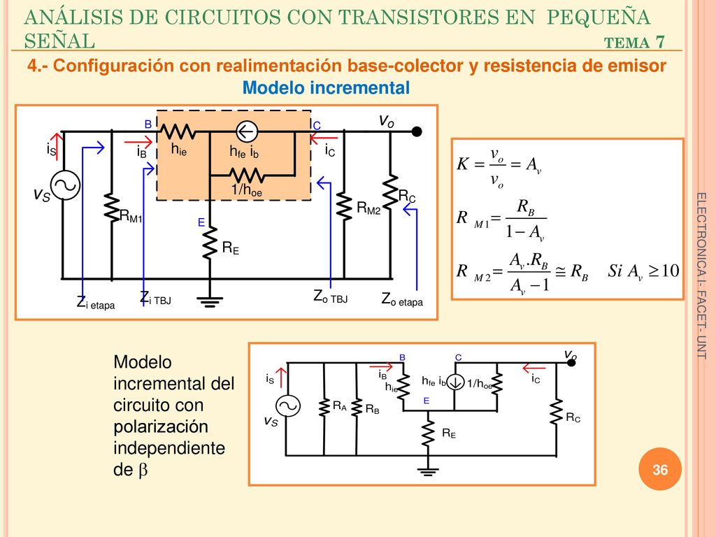 ANÁLISIS DE CIRCUITOS CON TRANSISTORES EN PEQUEÑA SEÑAL tema 7
