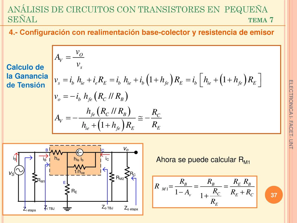 ANÁLISIS DE CIRCUITOS CON TRANSISTORES EN PEQUEÑA SEÑAL tema 7