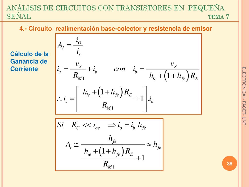 ANÁLISIS DE CIRCUITOS CON TRANSISTORES EN PEQUEÑA SEÑAL tema 7