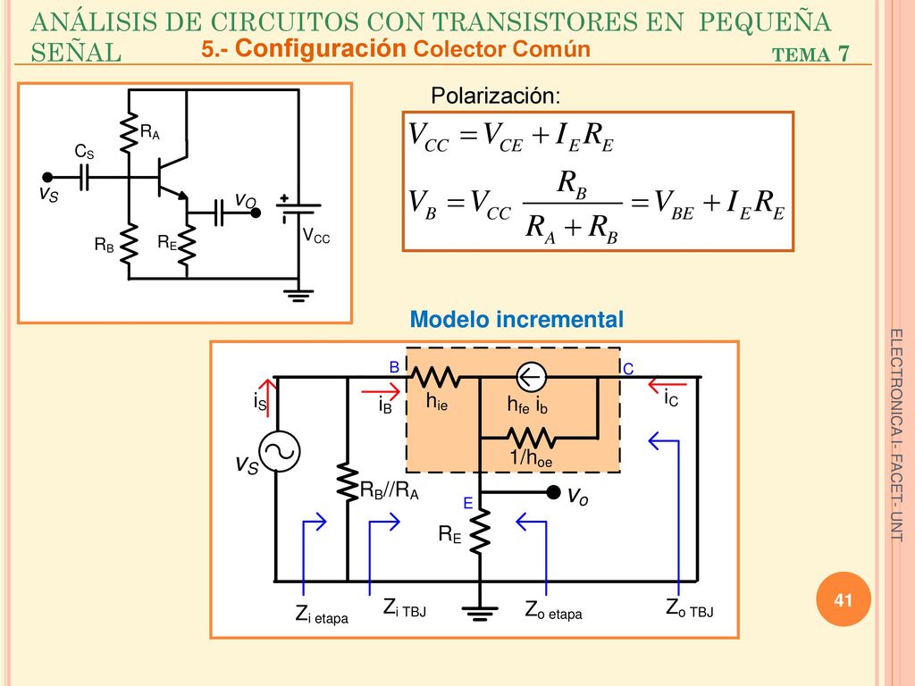 ANÁLISIS DE CIRCUITOS CON TRANSISTORES EN PEQUEÑA SEÑAL tema 7