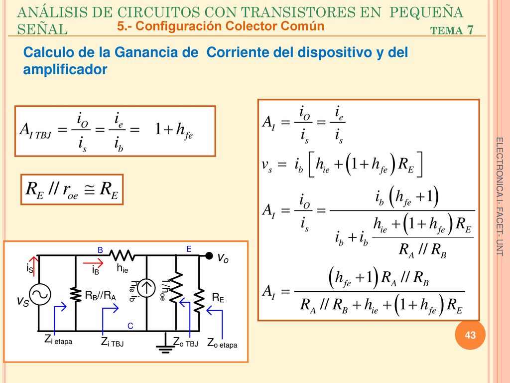 ANÁLISIS DE CIRCUITOS CON TRANSISTORES EN PEQUEÑA SEÑAL tema 7