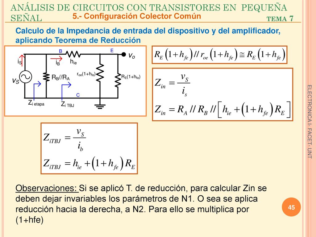 ANÁLISIS DE CIRCUITOS CON TRANSISTORES EN PEQUEÑA SEÑAL tema 7