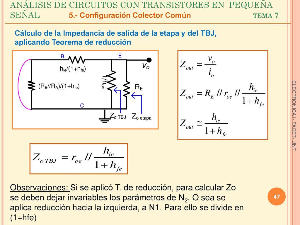 ANÁLISIS DE CIRCUITOS CON TRANSISTORES EN PEQUEÑA SEÑAL tema 7