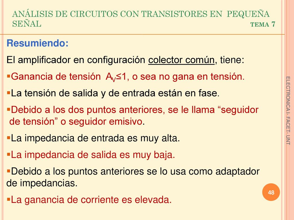 ANÁLISIS DE CIRCUITOS CON TRANSISTORES EN PEQUEÑA SEÑAL tema 7