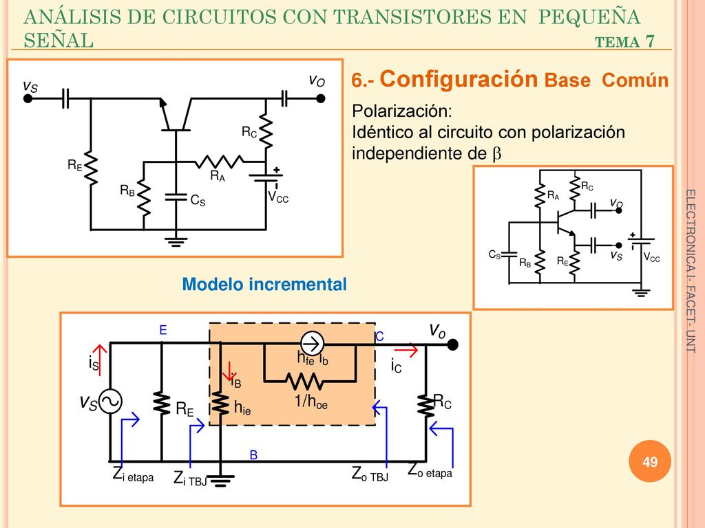 ANÁLISIS DE CIRCUITOS CON TRANSISTORES EN PEQUEÑA SEÑAL tema 7