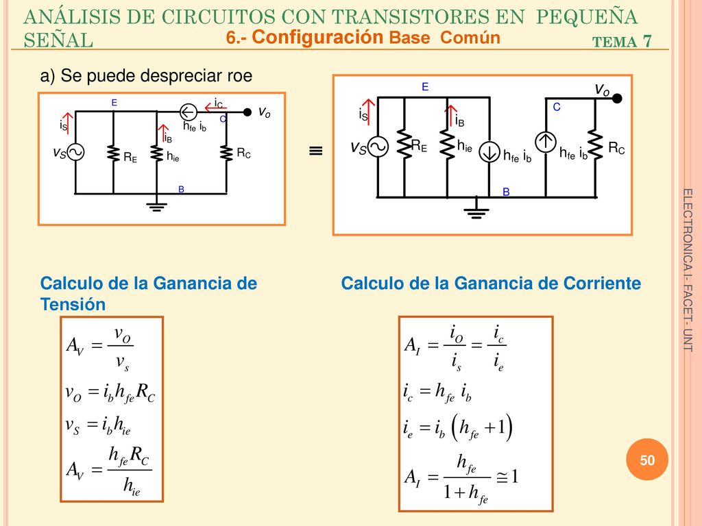 ANÁLISIS DE CIRCUITOS CON TRANSISTORES EN PEQUEÑA SEÑAL tema 7
