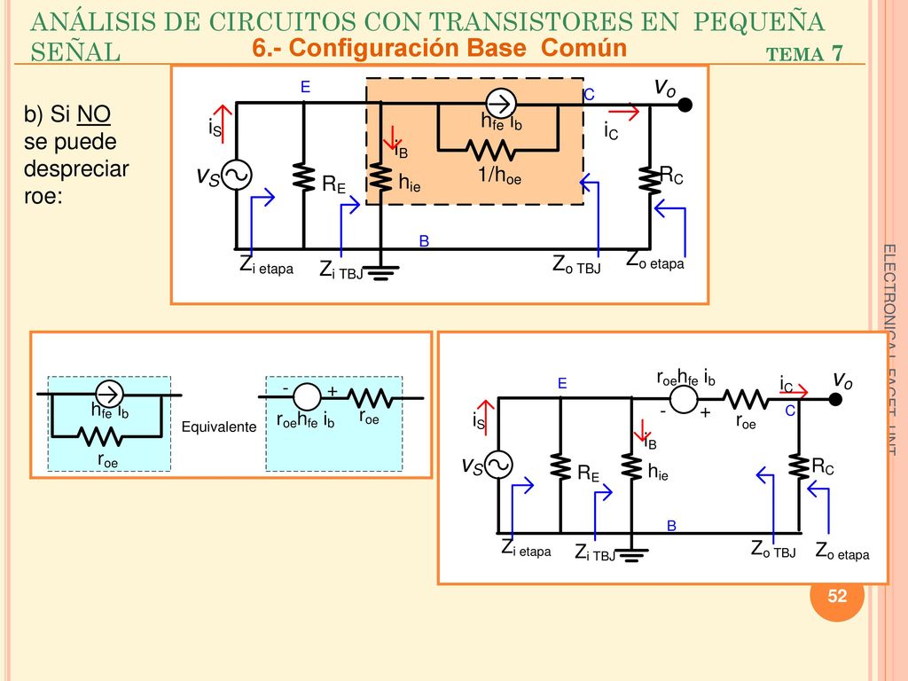 ANÁLISIS DE CIRCUITOS CON TRANSISTORES EN PEQUEÑA SEÑAL tema 7