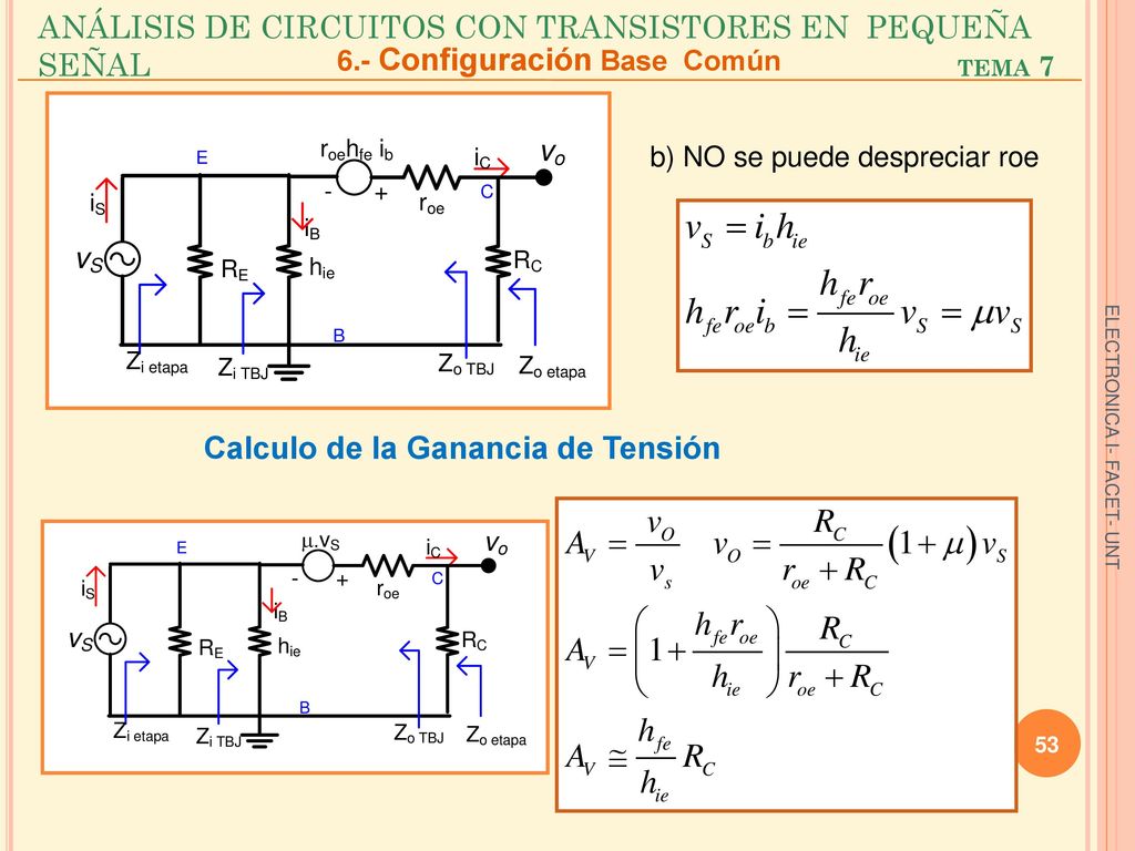 ANÁLISIS DE CIRCUITOS CON TRANSISTORES EN PEQUEÑA SEÑAL tema 7
