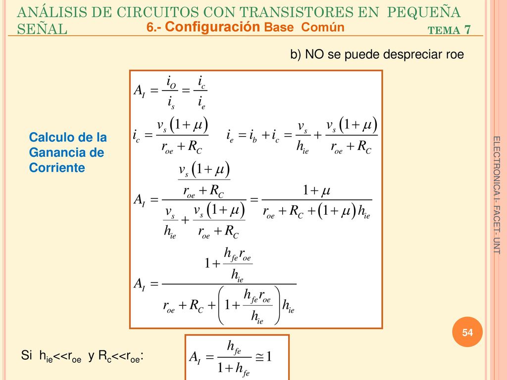 ANÁLISIS DE CIRCUITOS CON TRANSISTORES EN PEQUEÑA SEÑAL tema 7