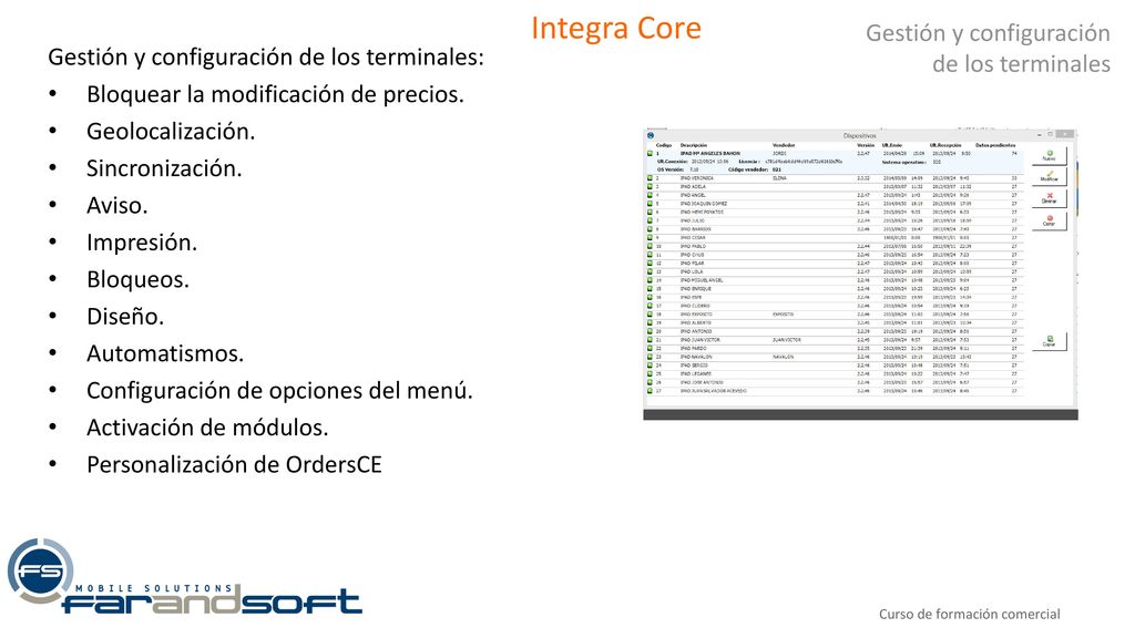 Integra Core Gestión y configuración de los terminales