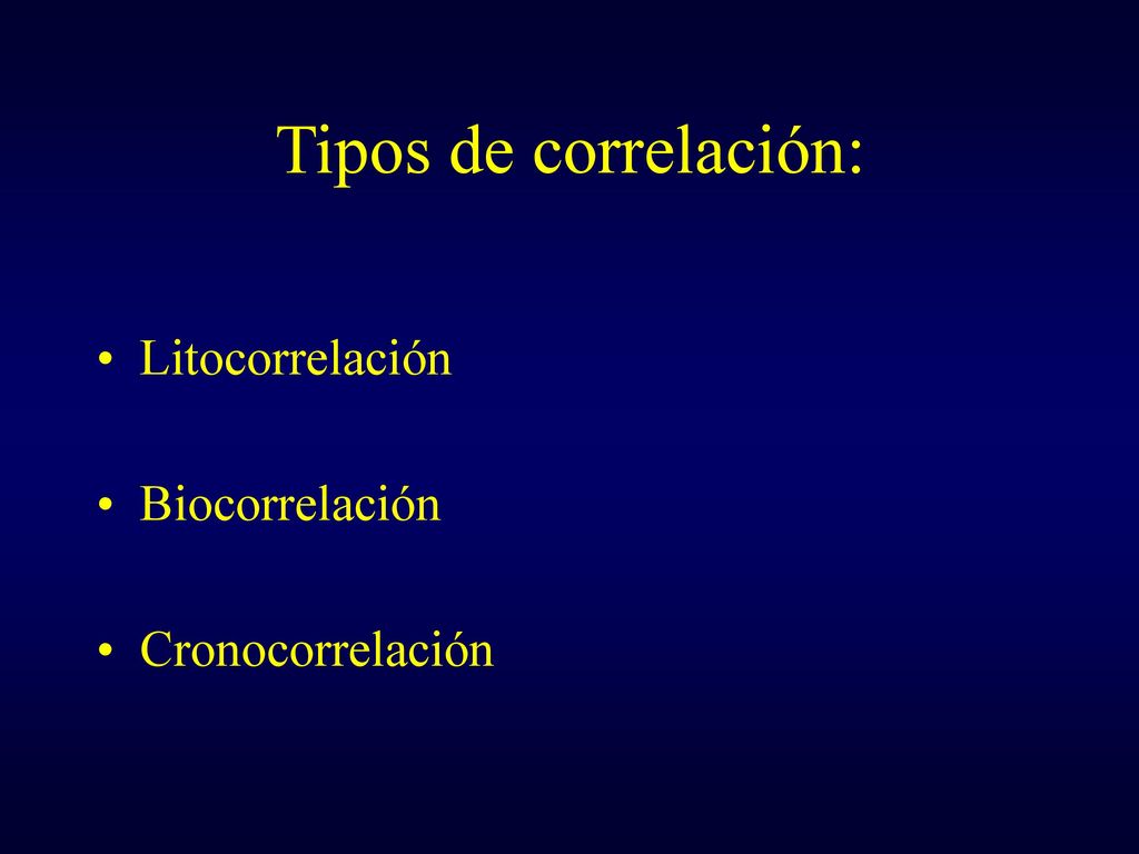 Tipos de correlación: Litocorrelación Biocorrelación Cronocorrelación