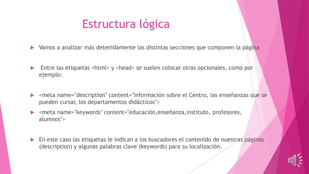 Estructura lógica Vamos a analizar más detenidamente las distintas secciones que componen la página.