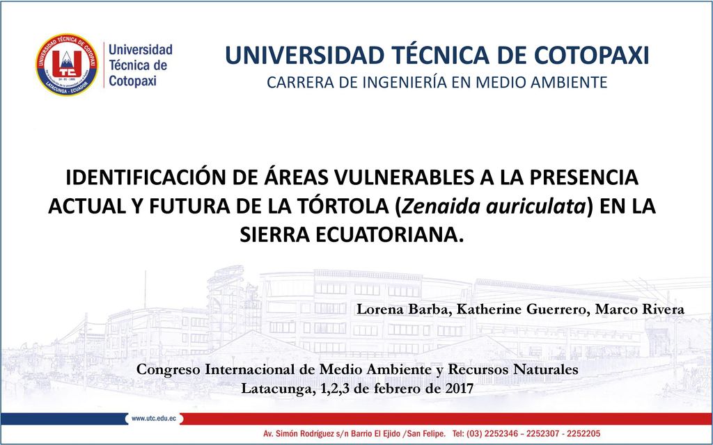UNIVERSIDAD TÉCNICA DE COTOPAXI CARRERA DE INGENIERÍA EN MEDIO AMBIENTE