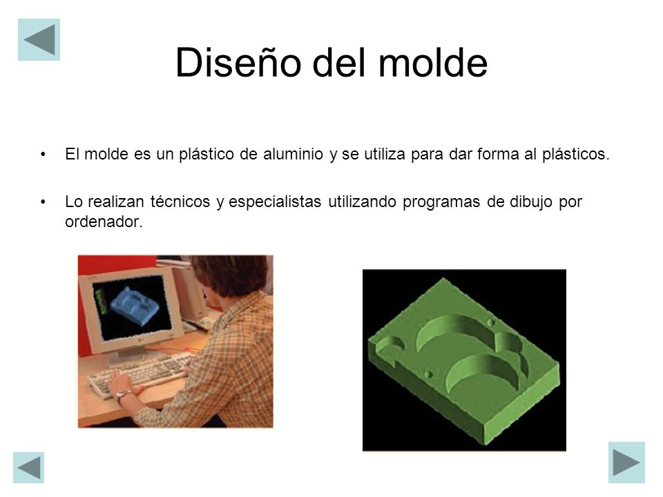 Diseño del molde El molde es un plástico de aluminio y se utiliza para dar forma al plásticos.