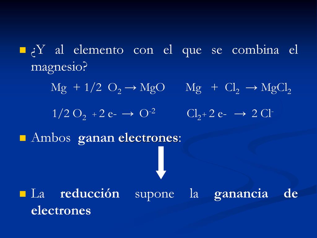 ¿Y al elemento con el que se combina el magnesio