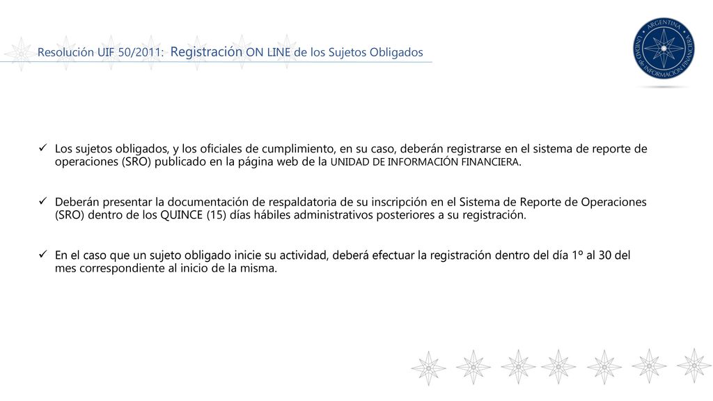Resolución UIF 50/2011: Registración ON LINE de los Sujetos Obligados