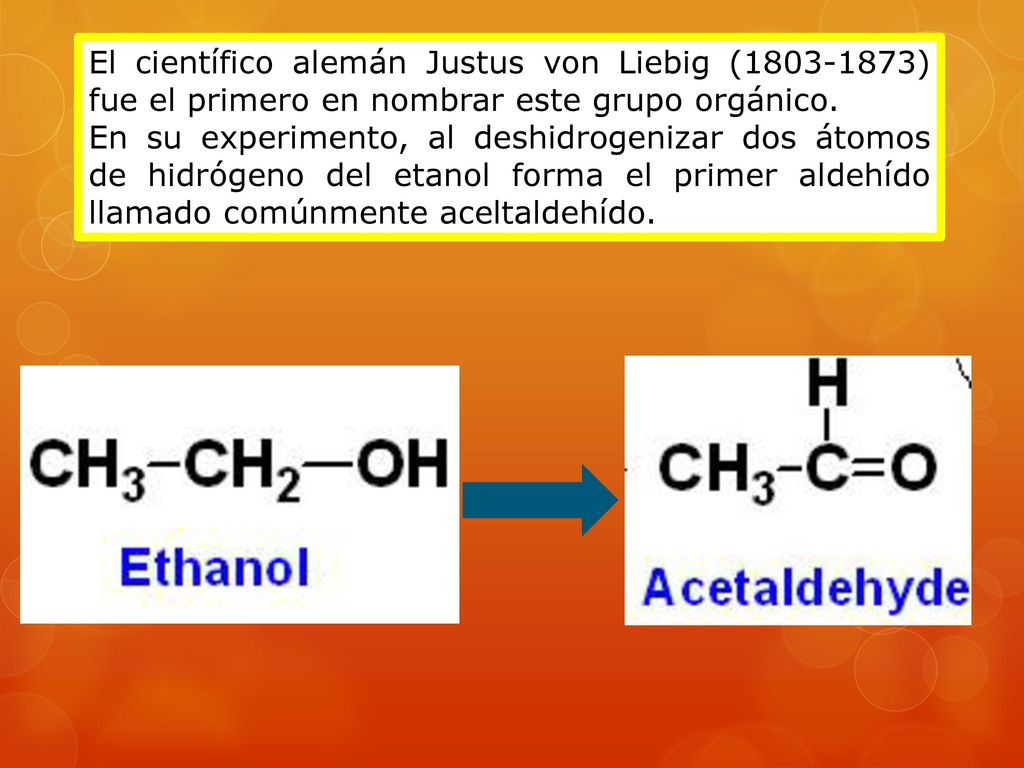 El científico alemán Justus von Liebig ( ) fue el primero en nombrar este grupo orgánico.