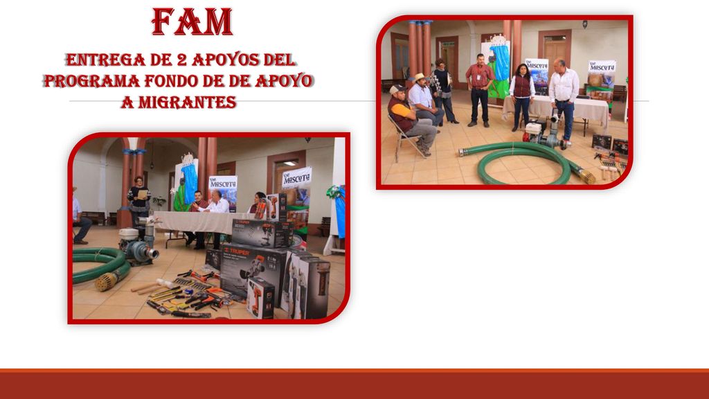 entrega de 2 apoyos del programa fondo de de apoyo a migrantes