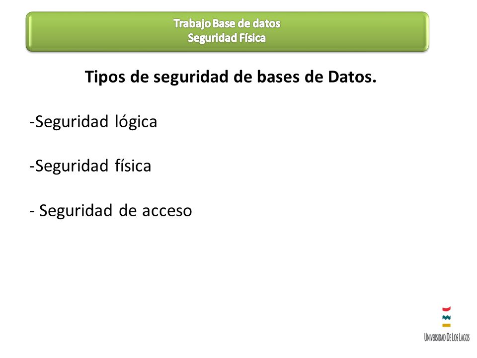 Tipos de seguridad de bases de Datos.