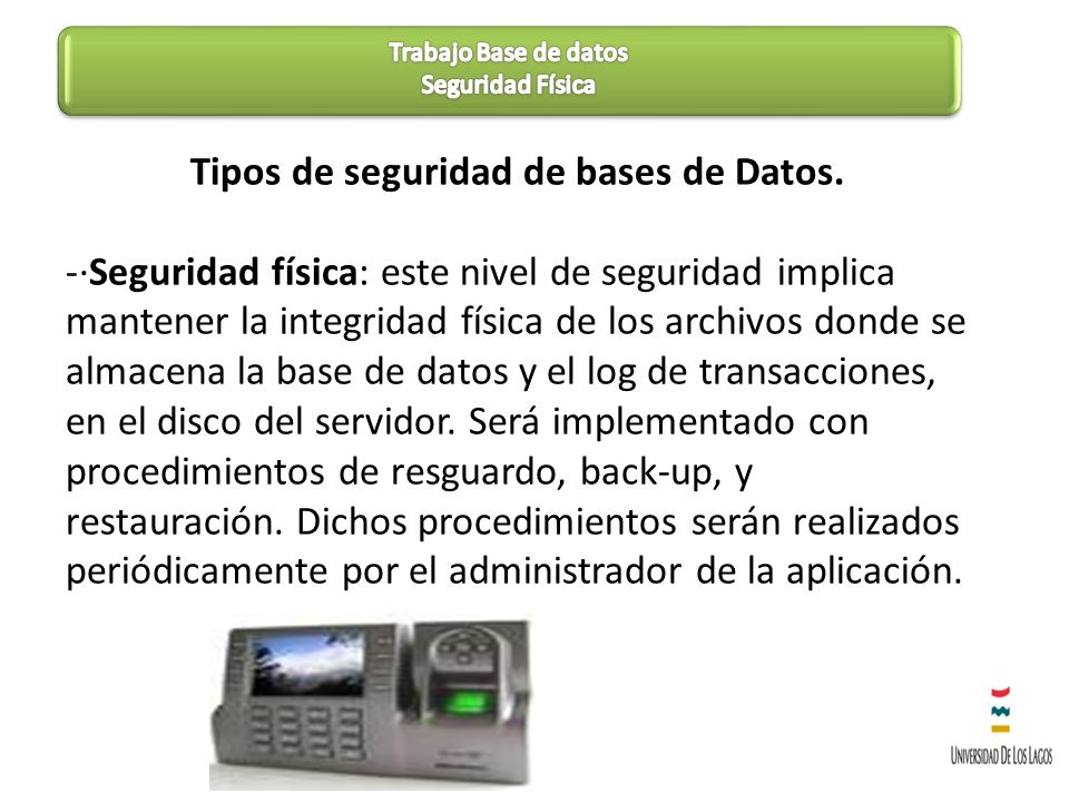 Tipos de seguridad de bases de Datos.