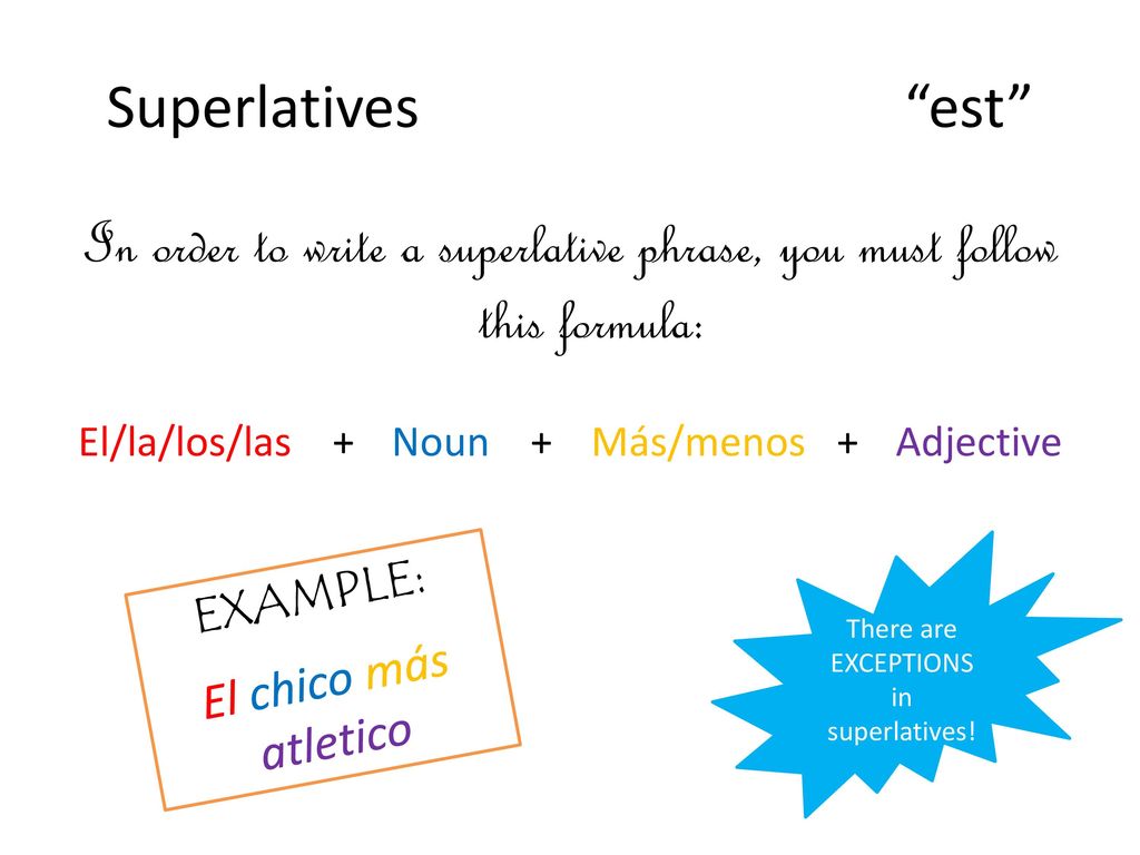 In order to write a superlative phrase, you must follow this formula: