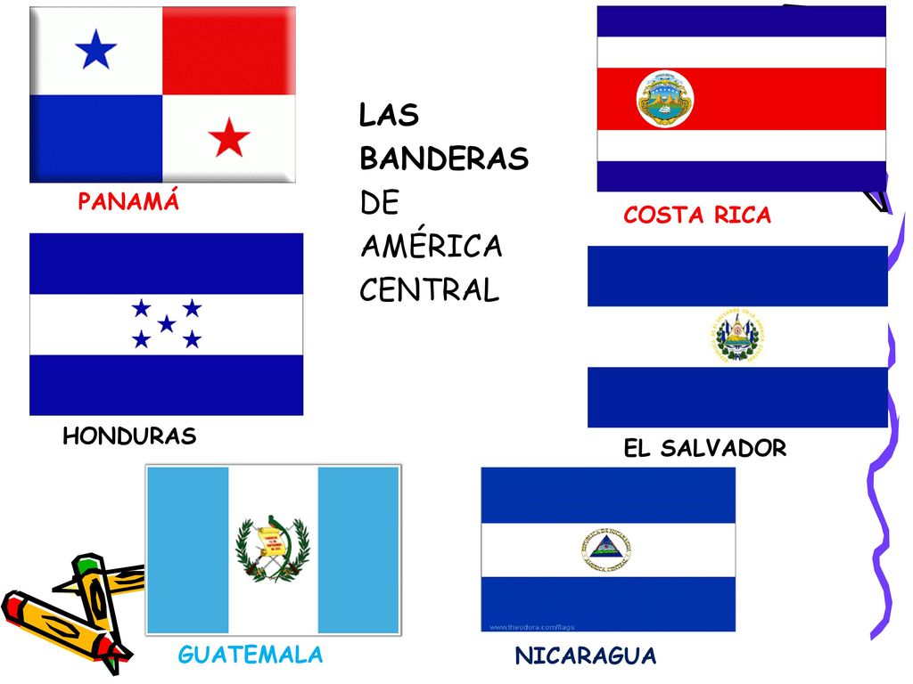LAS BANDERAS DE AMÉRICA CENTRAL PANAMÁ COSTA RICA HONDURAS EL SALVADOR