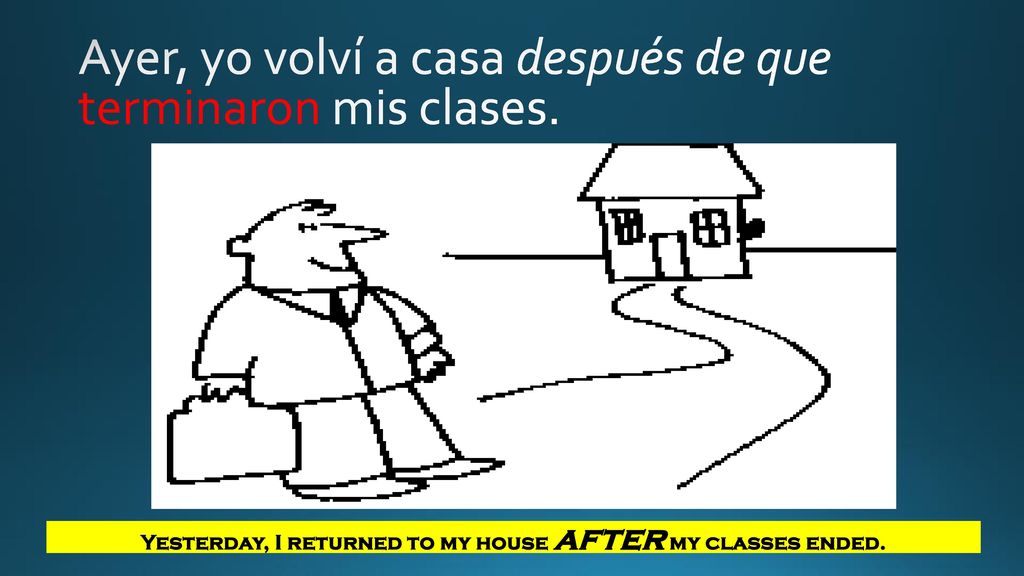 Ayer, yo volví a casa después de que terminaron mis clases.