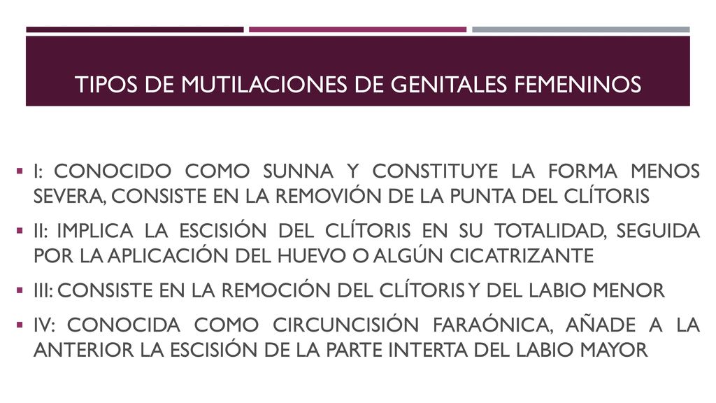 Tipos DE MUTILACIONES DE GENITALES FEMENINOS