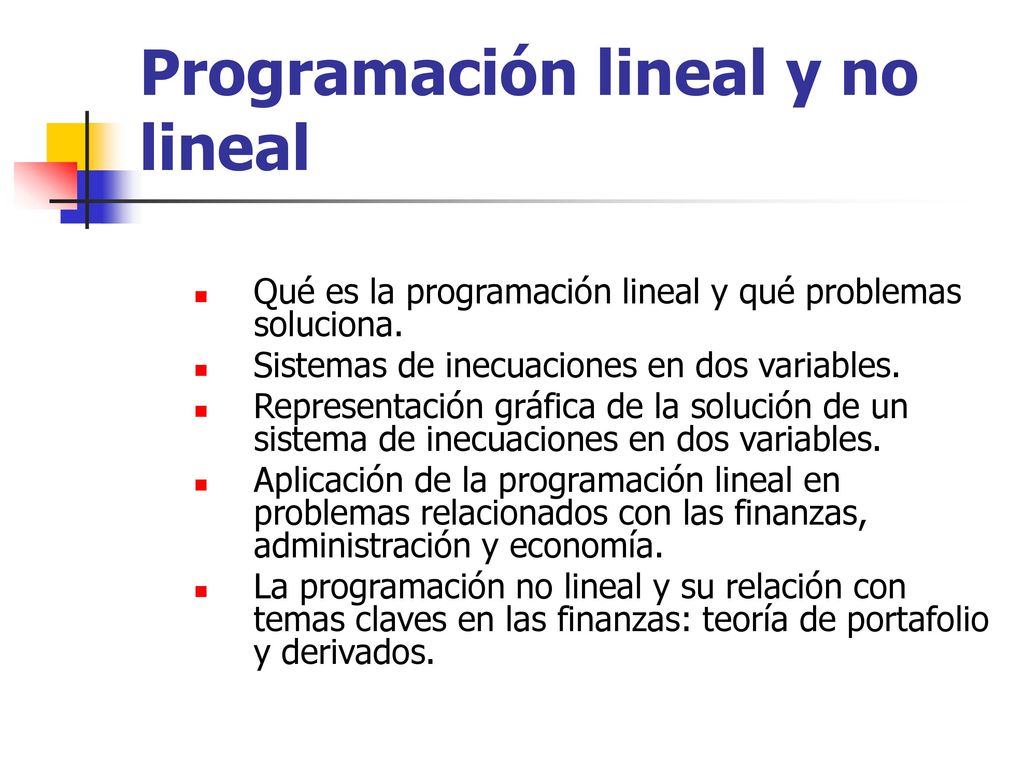 Programación lineal y no lineal