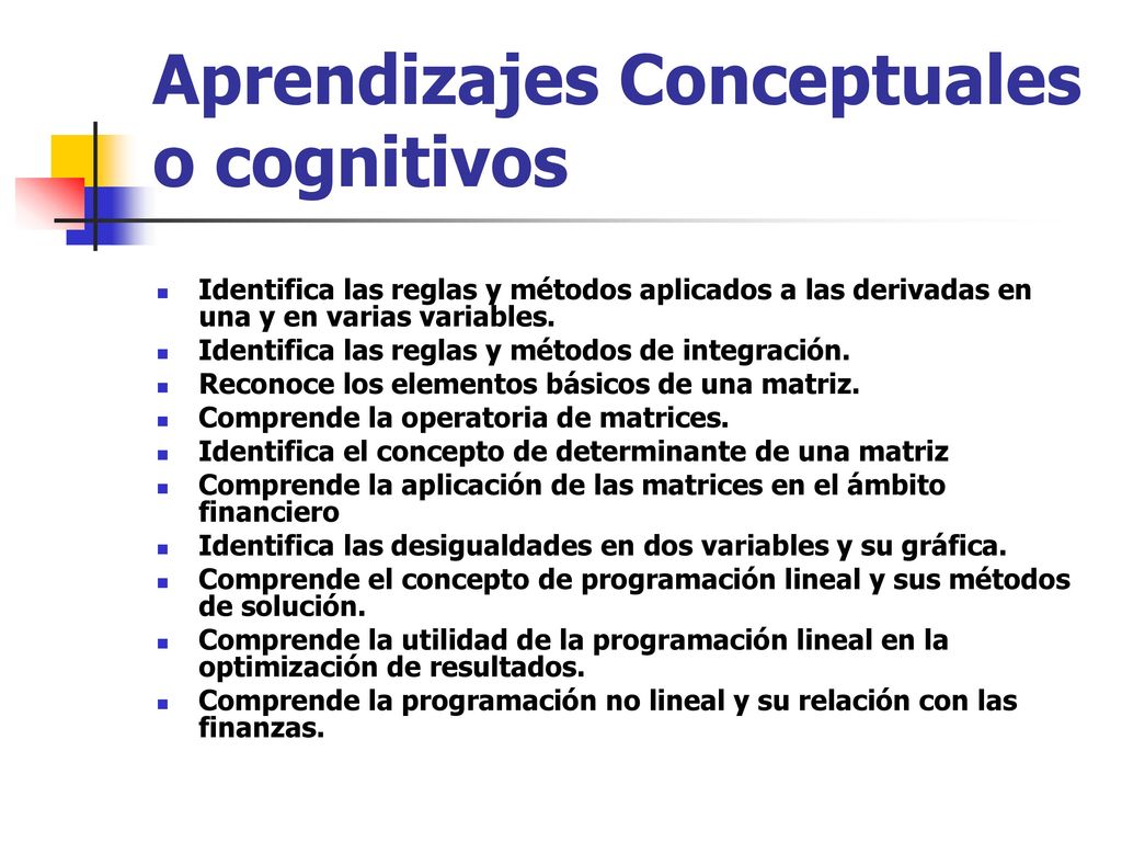 Aprendizajes Conceptuales o cognitivos